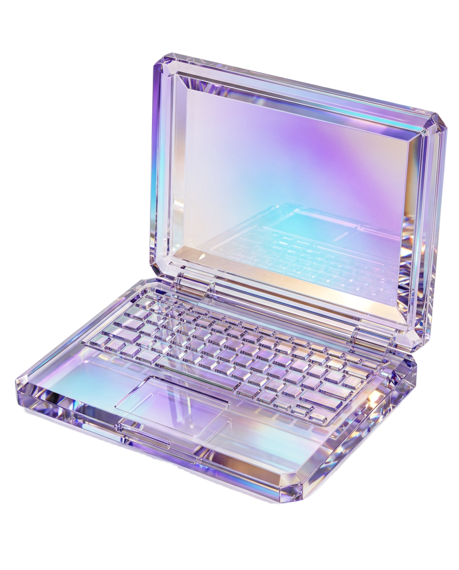Ordinateur en verre iridescent