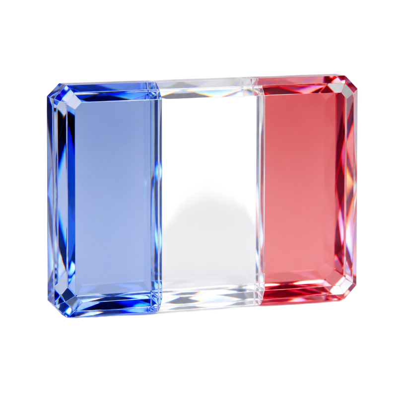 Drapeau français en verre