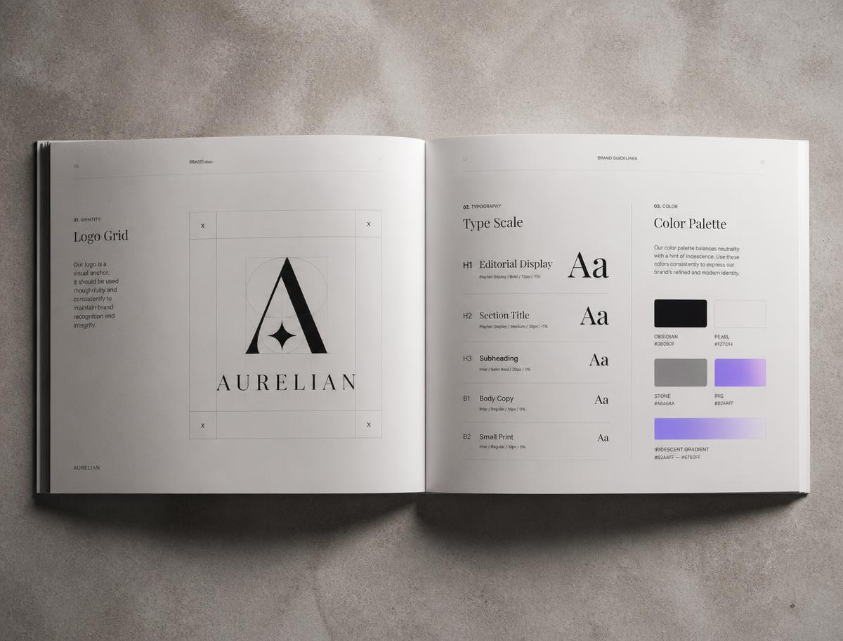 Aperçu du projet réalisé par NEXA — identité visuelle — Guide de marque livré au client