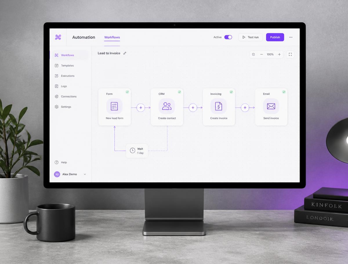 Aperçu du projet réalisé par NEXA — automatisations — Flux automatisé formulaire → CRM → facturation
