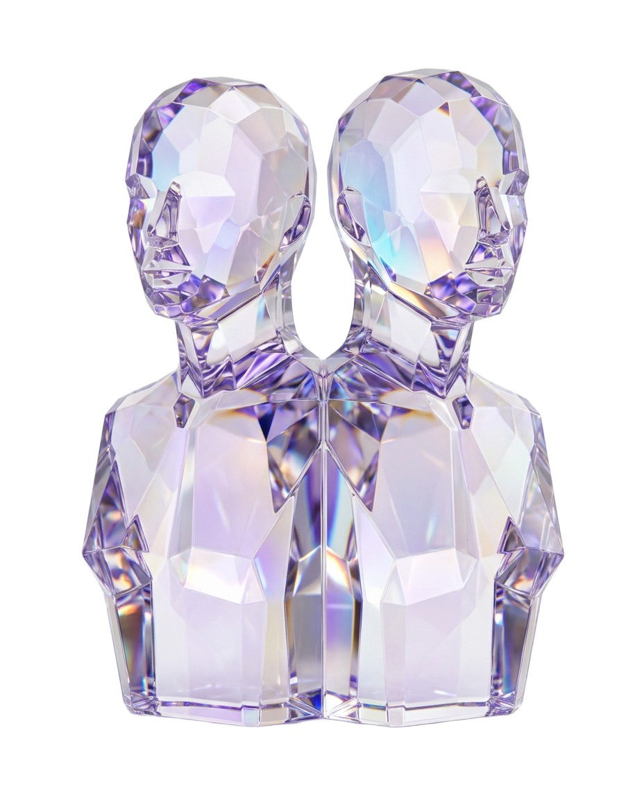Deux silhouettes en verre transparent