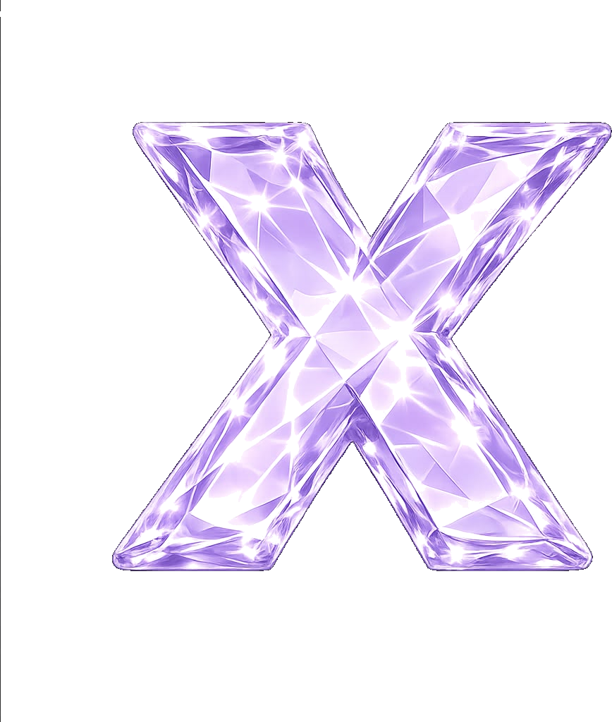 Lettre X en verre transparent