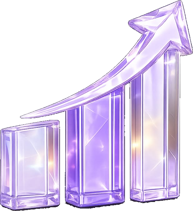 Graphique croissant en verre transparent